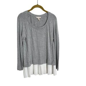 Rebecca Taylor Gray Accordion Pleat Trim Pullover Small